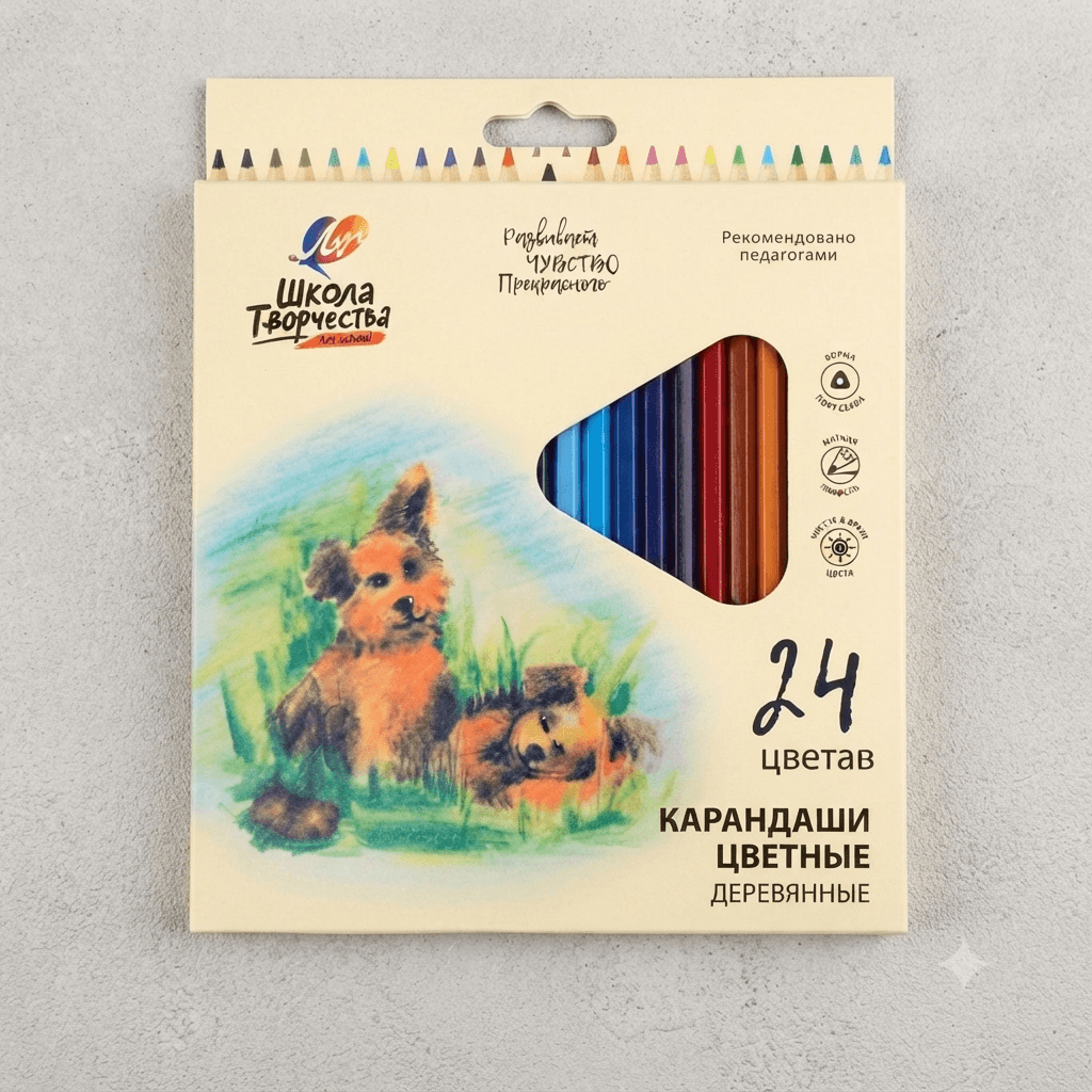 Карандаши 24 цвета ЛУЧ школьные 1808-08