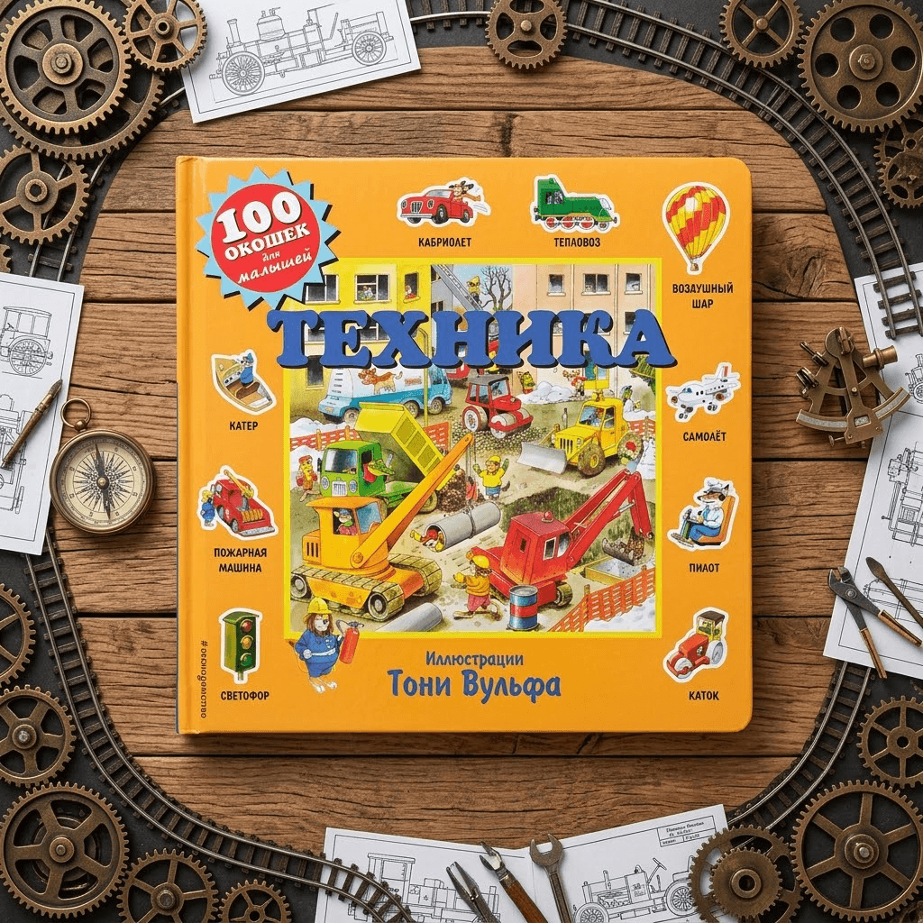 Книга ТЕХНИКА 100окошек для малышей Тони Вульфа