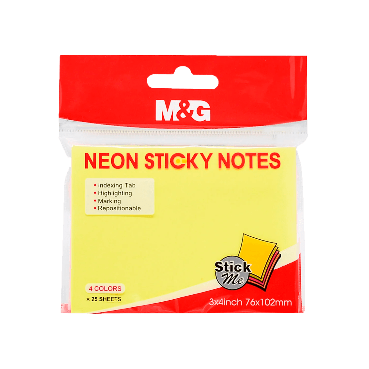 Zametka neon 25 list x 4 reňk 76x102mm 100pcs (20/360)