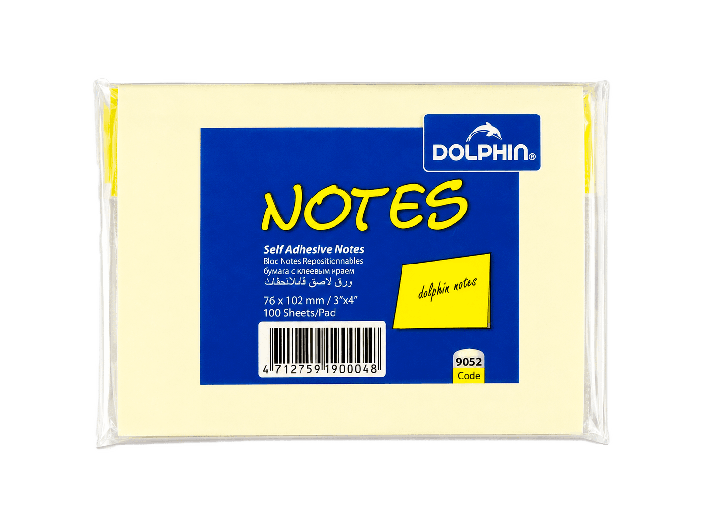 Самоклеящейся бумаги для заметок, 100 листов, DOLPHIN Self-adhesive Notes, 76x102мм (3x4 дюйма)