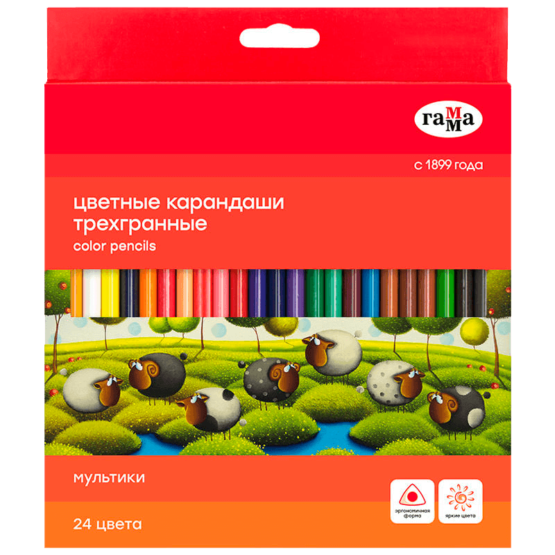 Цветные карандаши GAMMA «Мультики», 24 цвета (модель 290122_24)