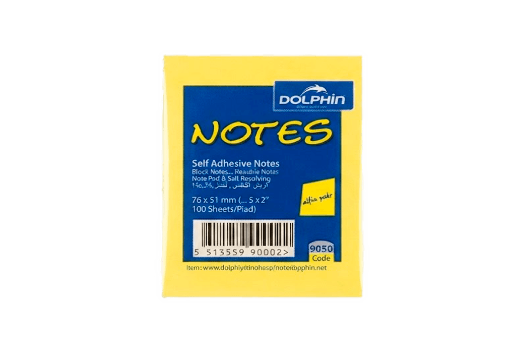 Самоклеящейся бумаги для заметок, 100 листов, DOLPHIN Self-adhesive Notes, 76x51мм (3x2 дюйма)
