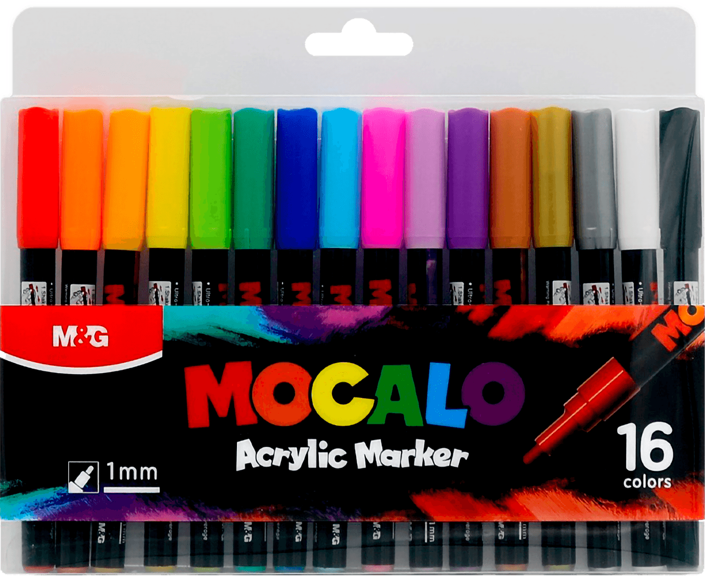 Акриловый маркер 1мм 16 цветов MOCALO T80G9 (24/192)