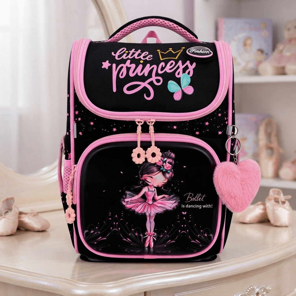Школьный рюкзак Чыралы 4115 черный с принтом "Little Princess"