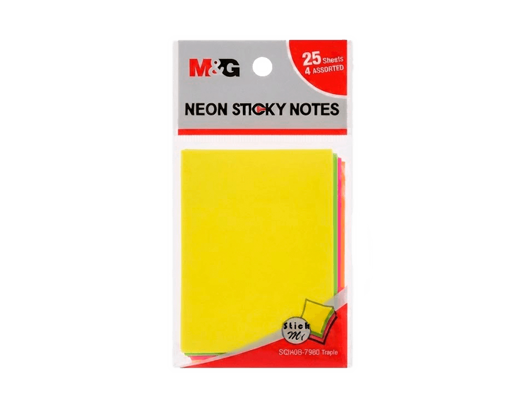 Zametka neon 25 list x 4 reňk 76x51mm 100pcs (40/720)