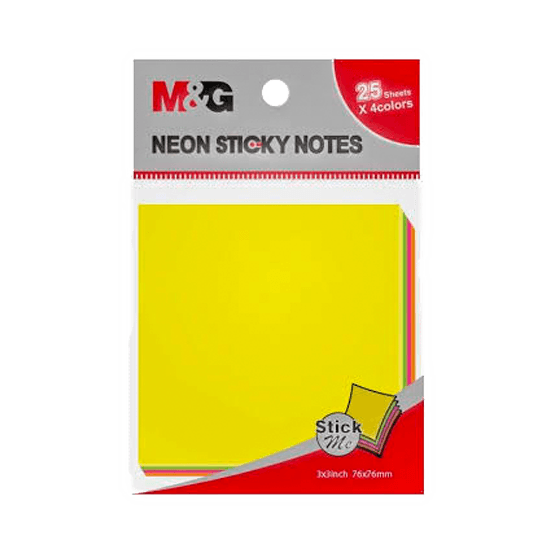 Zametka neon 25 list x 4 reňk 76x76mm 100pcs (20/480)