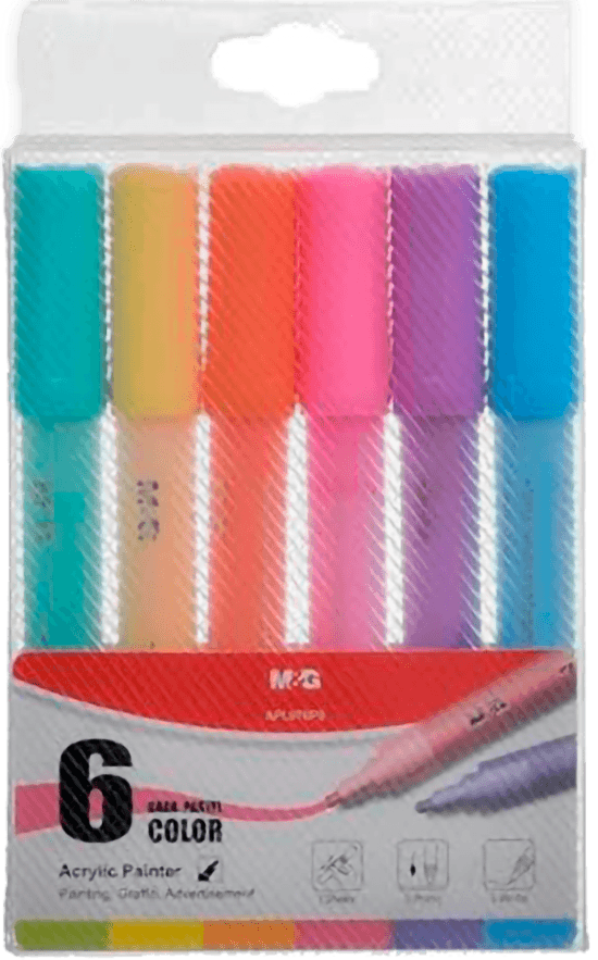 Маркер 6 цветов MOCALO Acrylic Marker Light Pastel 976P4 (24/144)